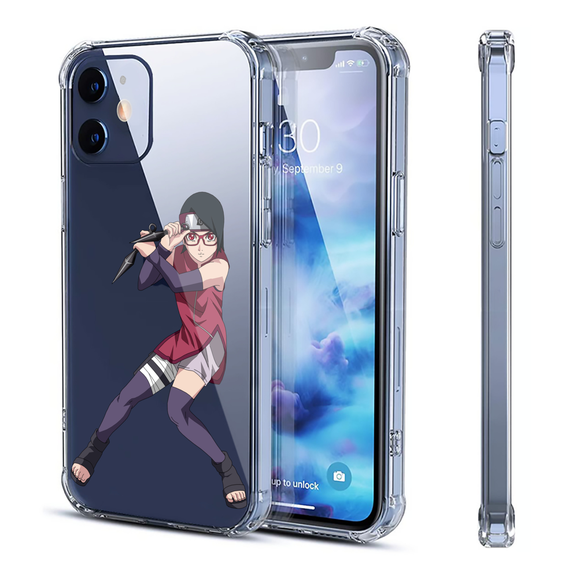（画像用） NARUTO -ナルト- うちは サラダ Uchiha Sarada 【iPhone 12シリーズ対応】透明スマホケース（クリアソフトケース）